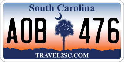 SC license plate AOB476