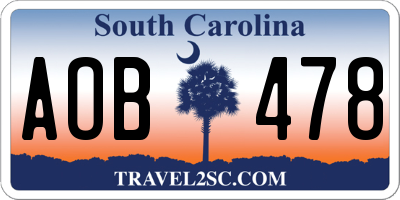 SC license plate AOB478