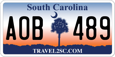 SC license plate AOB489