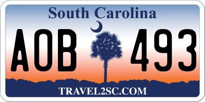 SC license plate AOB493
