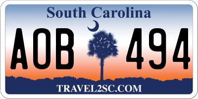 SC license plate AOB494