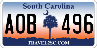 SC license plate AOB496
