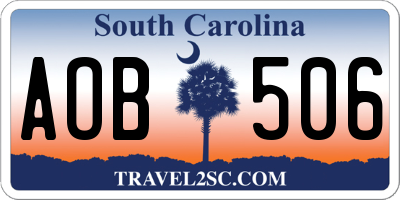 SC license plate AOB506
