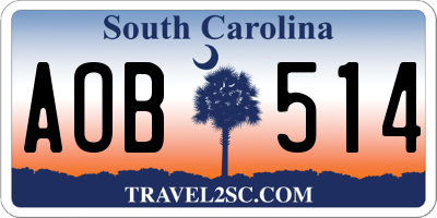 SC license plate AOB514