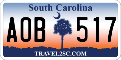 SC license plate AOB517