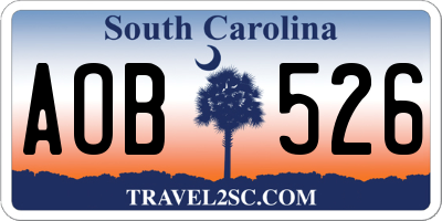 SC license plate AOB526