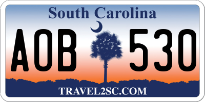 SC license plate AOB530