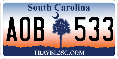 SC license plate AOB533