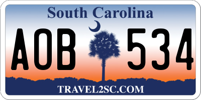 SC license plate AOB534