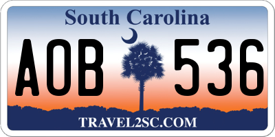 SC license plate AOB536