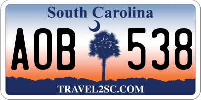 SC license plate AOB538