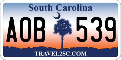 SC license plate AOB539