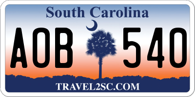 SC license plate AOB540