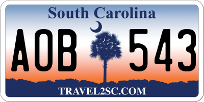 SC license plate AOB543