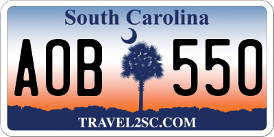 SC license plate AOB550