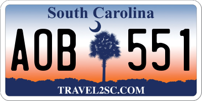 SC license plate AOB551