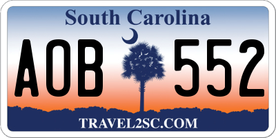 SC license plate AOB552