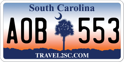 SC license plate AOB553
