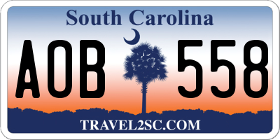 SC license plate AOB558