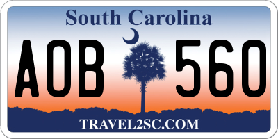 SC license plate AOB560