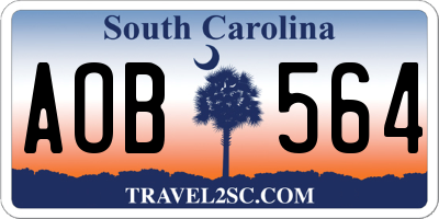 SC license plate AOB564