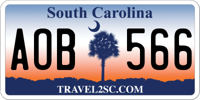 SC license plate AOB566