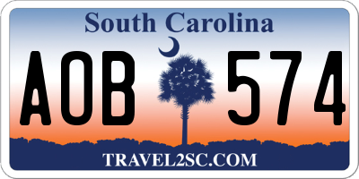 SC license plate AOB574