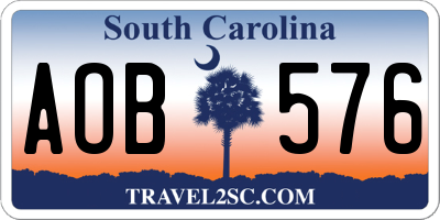 SC license plate AOB576