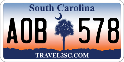SC license plate AOB578