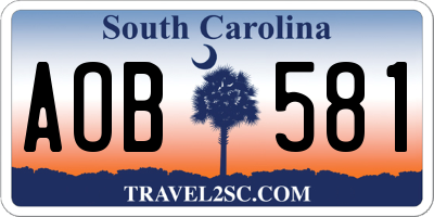 SC license plate AOB581