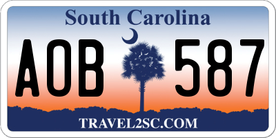 SC license plate AOB587