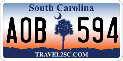 SC license plate AOB594