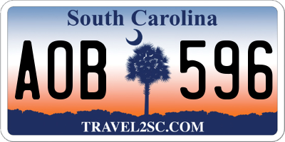 SC license plate AOB596