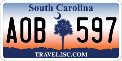 SC license plate AOB597