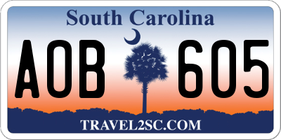SC license plate AOB605