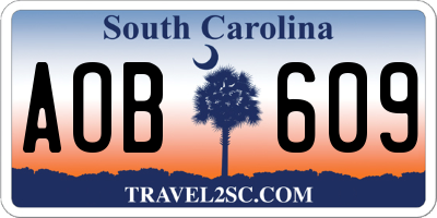 SC license plate AOB609