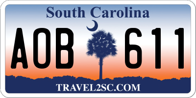 SC license plate AOB611