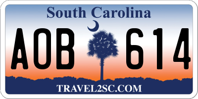 SC license plate AOB614