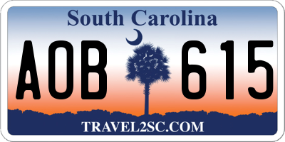 SC license plate AOB615