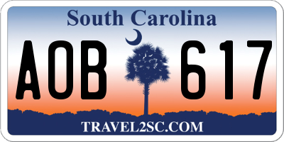 SC license plate AOB617