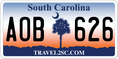 SC license plate AOB626