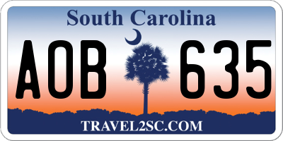 SC license plate AOB635
