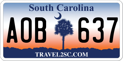 SC license plate AOB637
