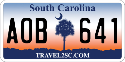 SC license plate AOB641