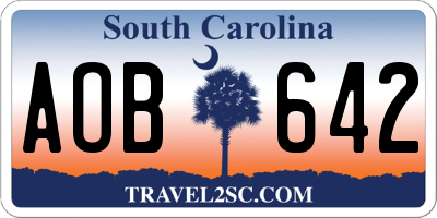 SC license plate AOB642