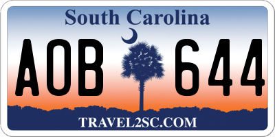 SC license plate AOB644