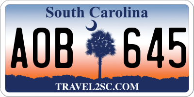 SC license plate AOB645