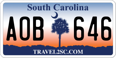 SC license plate AOB646