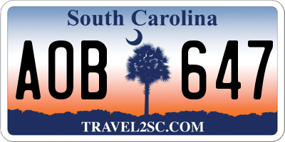 SC license plate AOB647
