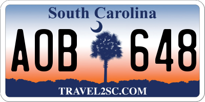 SC license plate AOB648